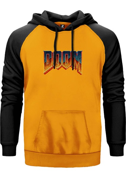 Doom Vintage Sarı Renk Reglan Kol Kapşonlu Sweatshirt