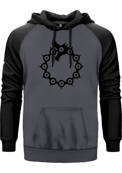 Seven Deadly Sins Dragon Sin Gri Renk Reglan Kol Kapşonlu Sweatshirt