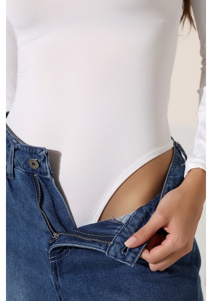 Mikro Yarım Balıkçı Yaka Uzun Kol Altı Külotlu ve Çıt Çıtlı Basic Kadın Bodysuit 21942 Ekru fiyatları