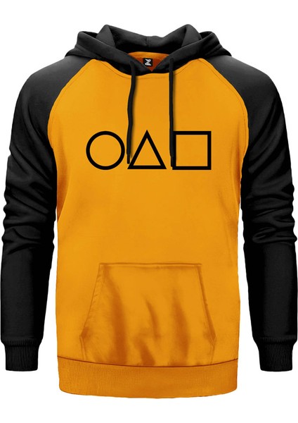 Squid Game Symbol Sarı Renk Reglan Kol Kapşonlu Sweatshirt