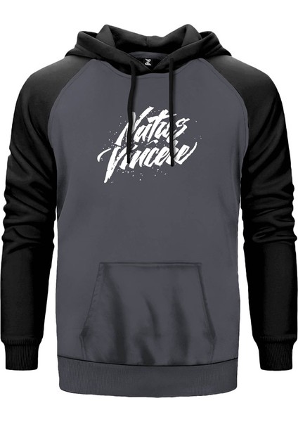 Natus Vincere Hand Writing Gri Renk Reglan Kol Kapşonlu Sweatshirt