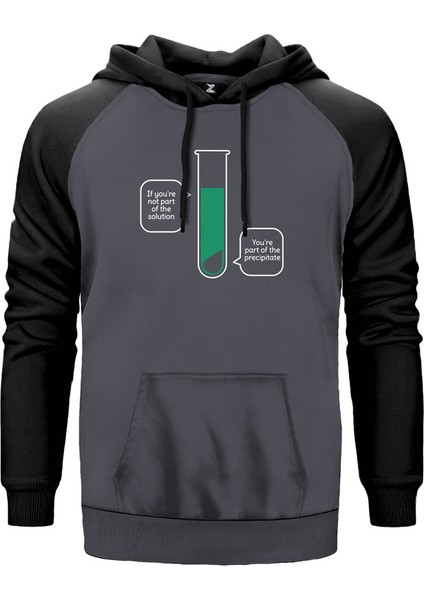 Kimyager Çözelti Gri Renk Reglan Kol Kapşonlu Sweatshirt