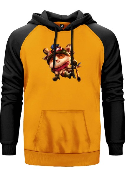 League Of Legends Teemo Sarı Renk Reglan Kol Kapşonlu Sweatshirt