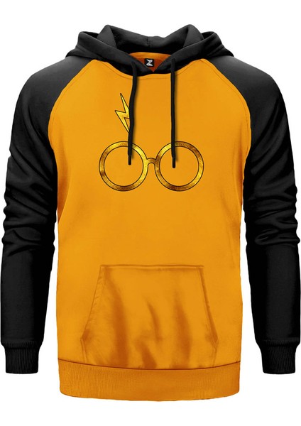 Harry Potter Glasses 3 Sarı Renk Reglan Kol Kapşonlu Sweatshirt