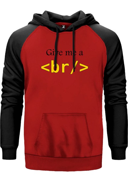 Html Give Me Br Kırmızı Renk Reglan Kol Kapşonlu Sweatshirt