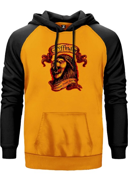 Harry Potter Gryffindor Official Sarı Renk Reglan Kol Kapşonlu Sweatshirt