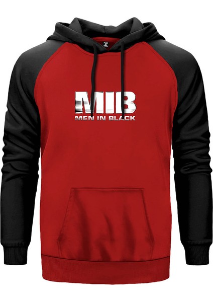 Men In Black Logo Kırmızı Renk Reglan Kol Kapşonlu Sweatshirt