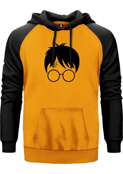 Harry Potter Head Sarı Renk Reglan Kol Kapşonlu Sweatshirt