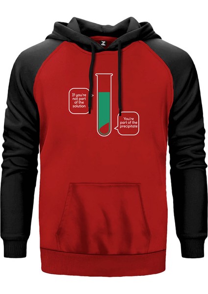 Kimyager Çözelti Kırmızı Renk Reglan Kol Kapşonlu Sweatshirt