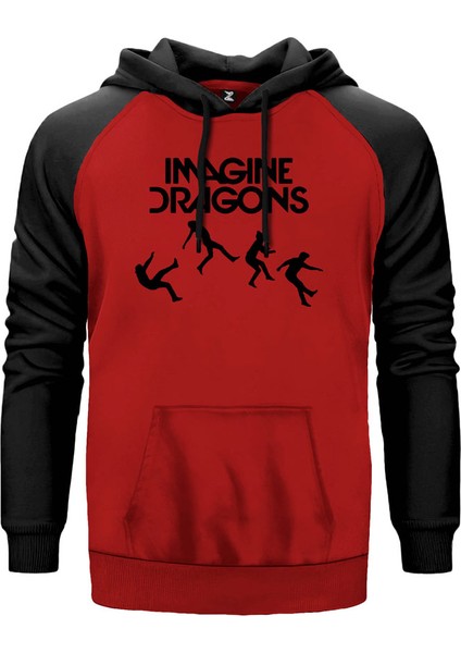 Imagine Dragons Fall Kırmızı Renk Reglan Kol Kapşonlu Sweatshirt