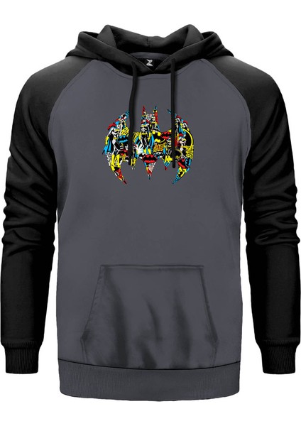 Batgirl Logo Gri Renk Reglan Kol Kapşonlu Sweatshirt