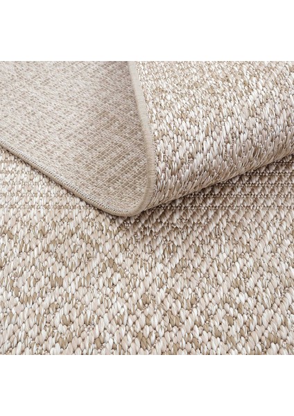 Smart 2005 Bej Kilim Halı Makinede Yıkanabilir İnce Kaymaz Taban Halı Dokuma Yazlık Balkon Kilimi