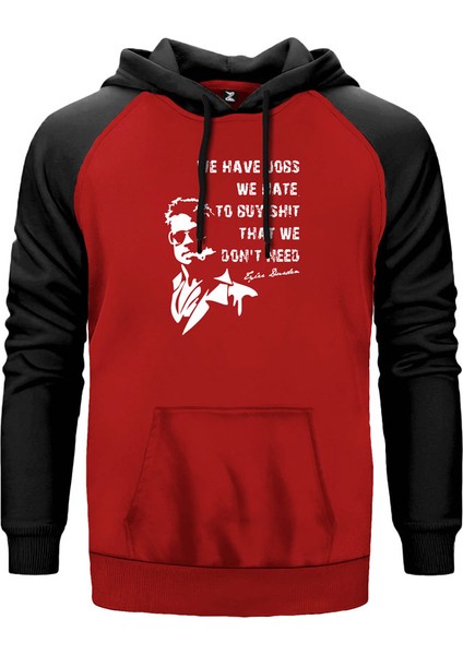 Fight Club We Have Jobs Kırmızı Renk Reglan Kol Kapşonlu Sweatshirt