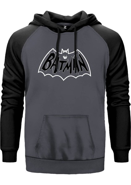 Batman Comic Gri Renk Reglan Kol Kapşonlu Sweatshirt