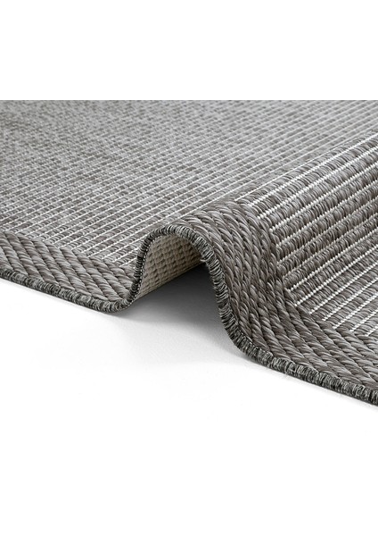 Smart 2004 Gri Kilim Halı Makinede Yıkanabilir İnce Kaymaz Taban Halı Dokuma Yazlık Balkon Kilimi