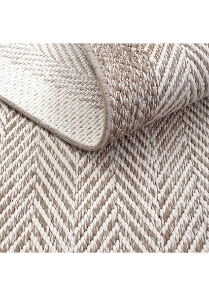 Smart 2001 Bej Kilim Halı Makinede Yıkanabilir İnce Kaymaz Taban Halı Dokuma Yazlık Balkon Kilimi