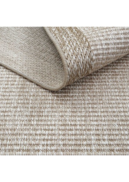 Smart 2003 Bej Kilim Halı Makinede Yıkanabilir İnce Kaymaz Taban Halı Dokuma Yazlık Balkon Kilimi