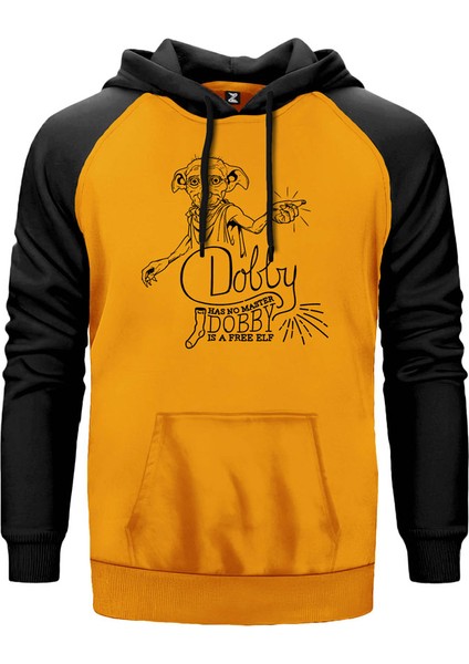 Harry Potter Dobby Is A Free Elf Sarı Renk Reglan Kol Kapşonlu Sweatshirt