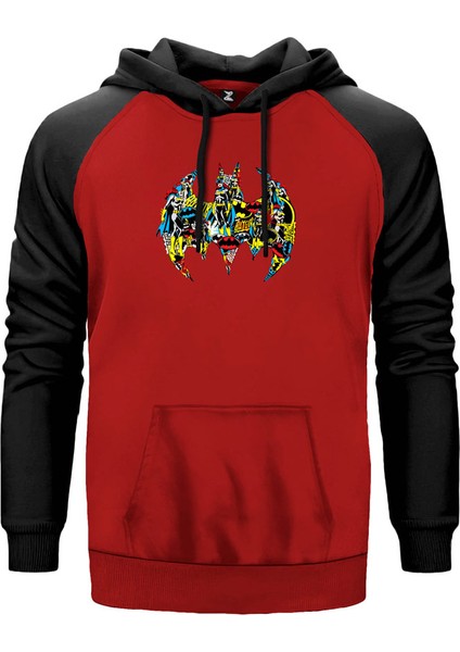 Batgirl Logo Kırmızı Renk Reglan Kol Kapşonlu Sweatshirt