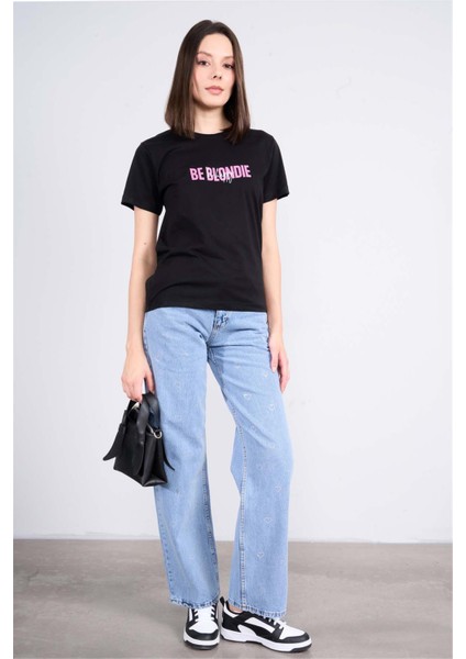Çetinkaya Fithit 8492 Bayan Bisiklet Yaka 30/1 Compact Penye Süprem Baskılı T-Shirt Siyah fiyatları