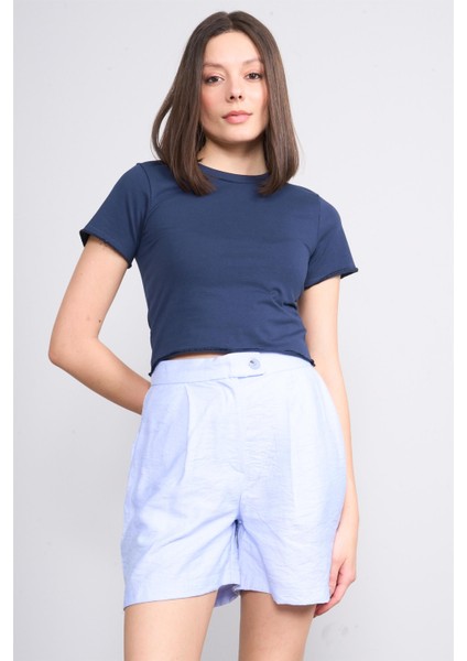 Çetinkaya Fithit 8506 Bayan Bisiklet Yaka 30/1 Likralı Süprem Crop T-Shirt Lacivert fiyatları