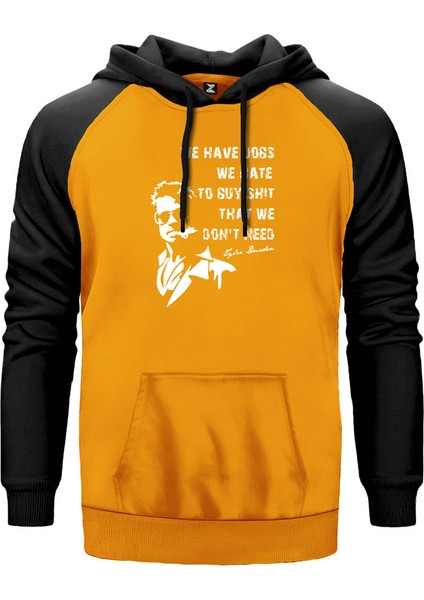 Fight Club We Have Jobs Sarı Renk Reglan Kol Kapşonlu Sweatshirt