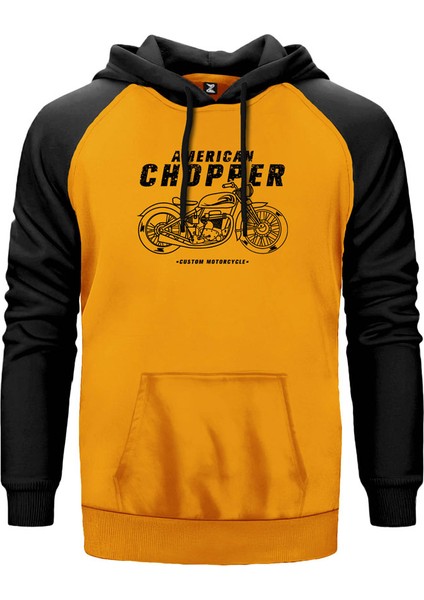 American Chopper Sarı Renk Reglan Kol Kapşonlu Sweatshirt