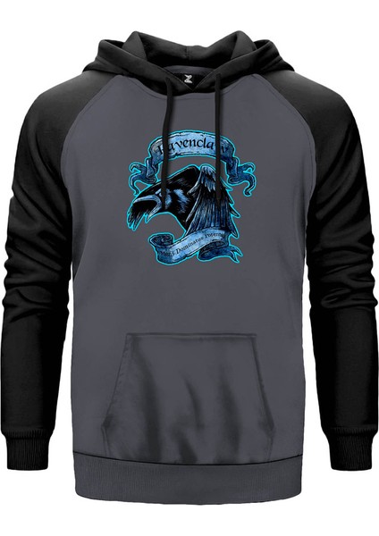 Harry Potter Ravenclaw Official Gri Renk Reglan Kol Kapşonlu Sweatshirt