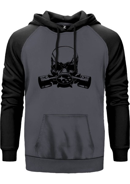 Subaru Mask Gri Renk Reglan Kol Kapşonlu Sweatshirt