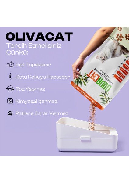 Zeytin Çekirdeğinden Üretilen Doğal Tozsuz Kedi Kumu 7 L 3 Adet