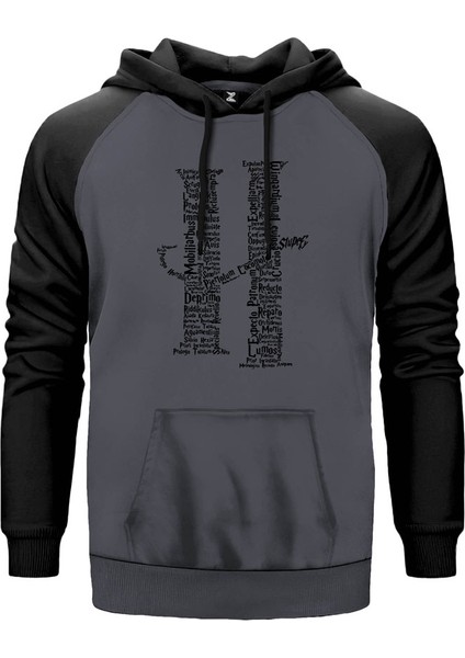 Harry Potter H Gri Renk Reglan Kol Kapşonlu Sweatshirt