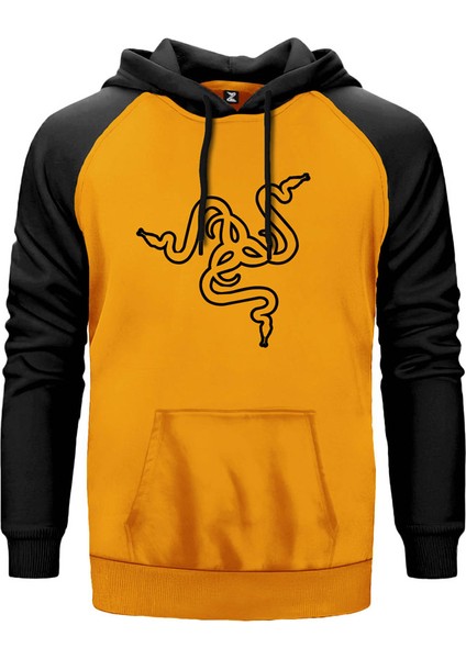 Razer Logo Sarı Renk Reglan Kol Kapşonlu Sweatshirt
