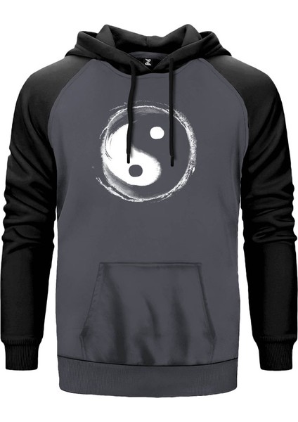 Ying Yang Joya Life Gri Renk Reglan Kol Kapşonlu Sweatshirt