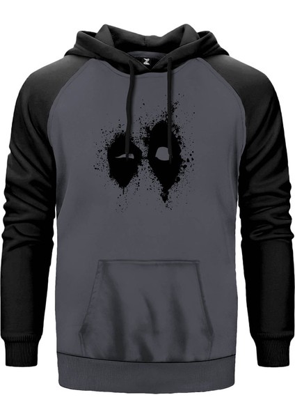 Deadpool Splat Gri Renk Reglan Kol Kapşonlu Sweatshirt