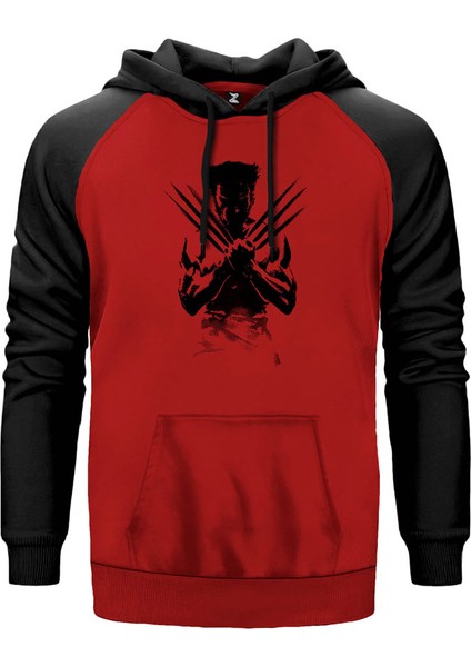 Wolverine 2 Kırmızı Renk Reglan Kol Kapşonlu Sweatshirt