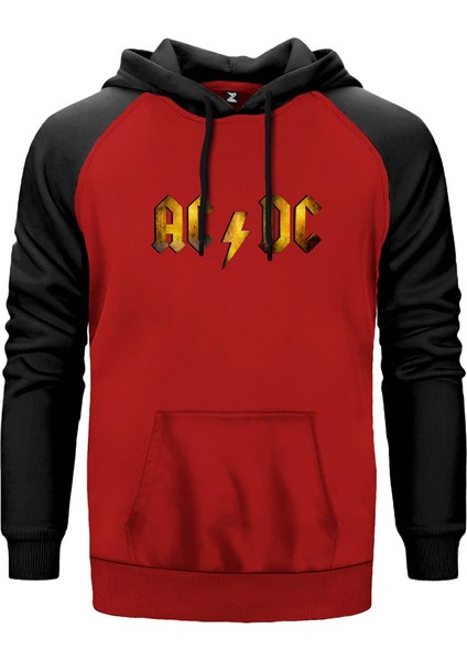 Ac Dc Sun Kırmızı Renk Reglan Kol Kapşonlu Sweatshirt
