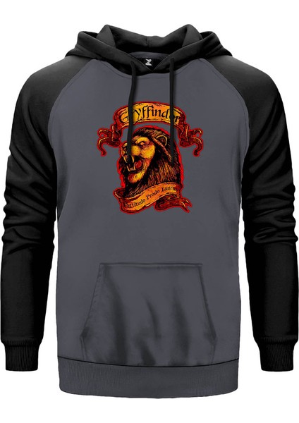 Harry Potter Gryffindor Official Gri Renk Reglan Kol Kapşonlu Sweatshirt