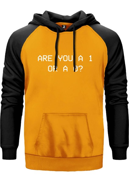 Mr Robot Are You 1 Or 0 Sarı Renk Reglan Kol Kapşonlu Sweatshirt