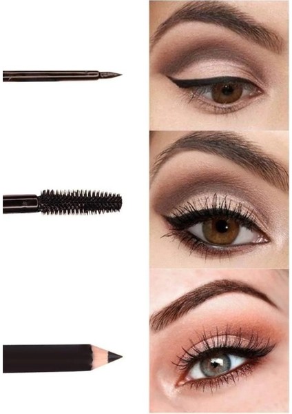 3 In 1 Suya Dayanıklı Maskara & Kalem & Eyeliner Seti