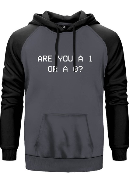 Mr Robot Are You 1 Or 0 Gri Renk Reglan Kol Kapşonlu Sweatshirt