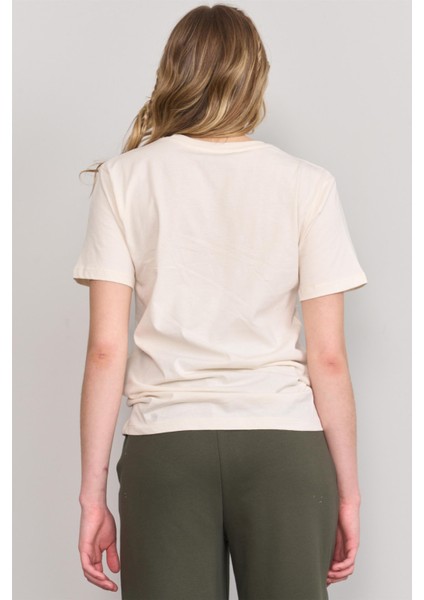 Çetinkaya Fithit 8318 Bayan Bisiklet Yaka 30/1 Compact Penye Süprem Baskılı T-Shirt Koyu Krem fırsatları