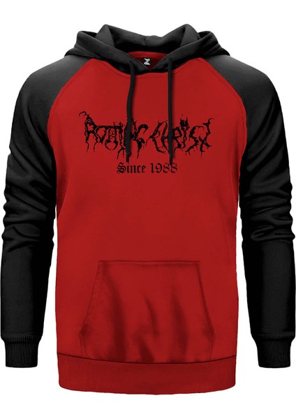 Roting Cross Kırmızı Renk Reglan Kol Kapşonlu Sweatshirt