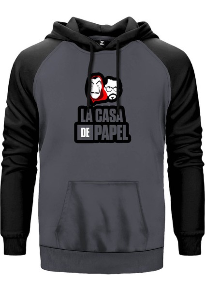 La Casa De Papel With El Professor Gri Renk Reglan Kol Kapşonlu Sweatshirt