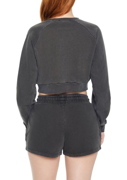 Yıkamalı Crop Sweatshirt