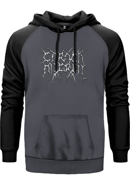 Carach Angren Logo Gri Renk Reglan Kol Kapşonlu Sweatshirt