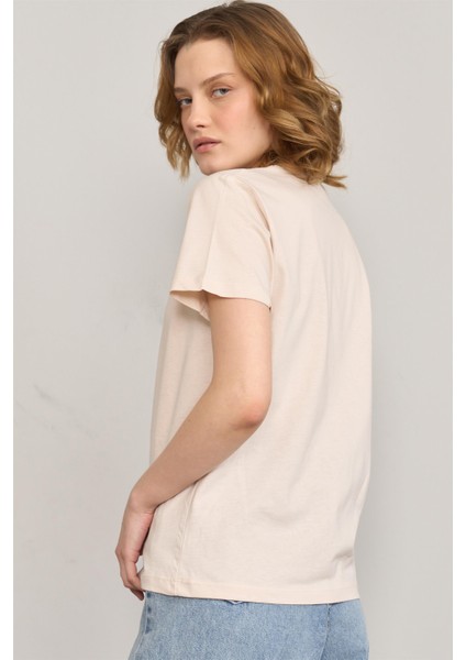 Çetinkaya Fithit 8492 Bayan Bisiklet Yaka 30/1 Compact Penye Süprem Baskılı T-Shirt Taş fırsatları