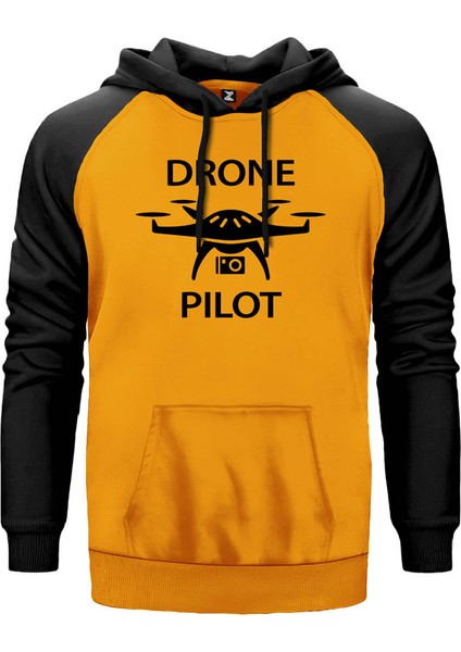 Drone Pilot 2 Sarı Renk Reglan Kol Kapşonlu Sweatshirt
