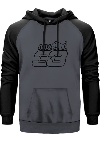 Redbull Max V Gri Renk Reglan Kol Kapşonlu Sweatshirt