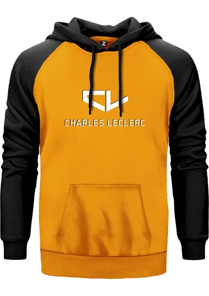 F1 Charles Leclerc Logo Sarı Renk Reglan Kol Kapşonlu Sweatshirt