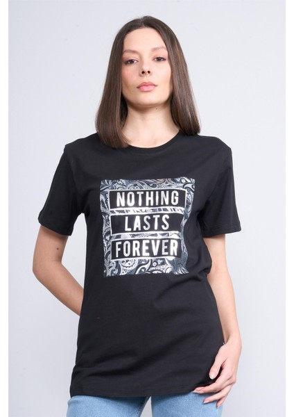 Çetinkaya Fithit 8321 Bayan Bisiklet Yaka 30/1 Penye Süprem Regular T-Shirt Siyah